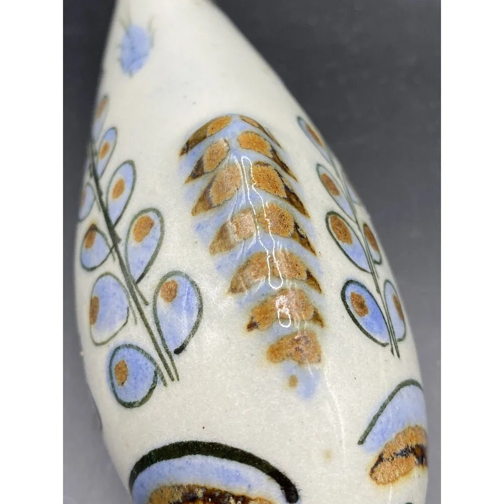 Mexican Art Pottery Ceramic Fish Signed 7” x 3.5” Tonala